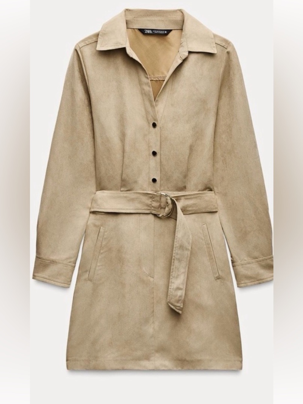 Zara Beige Suede Belted Dress